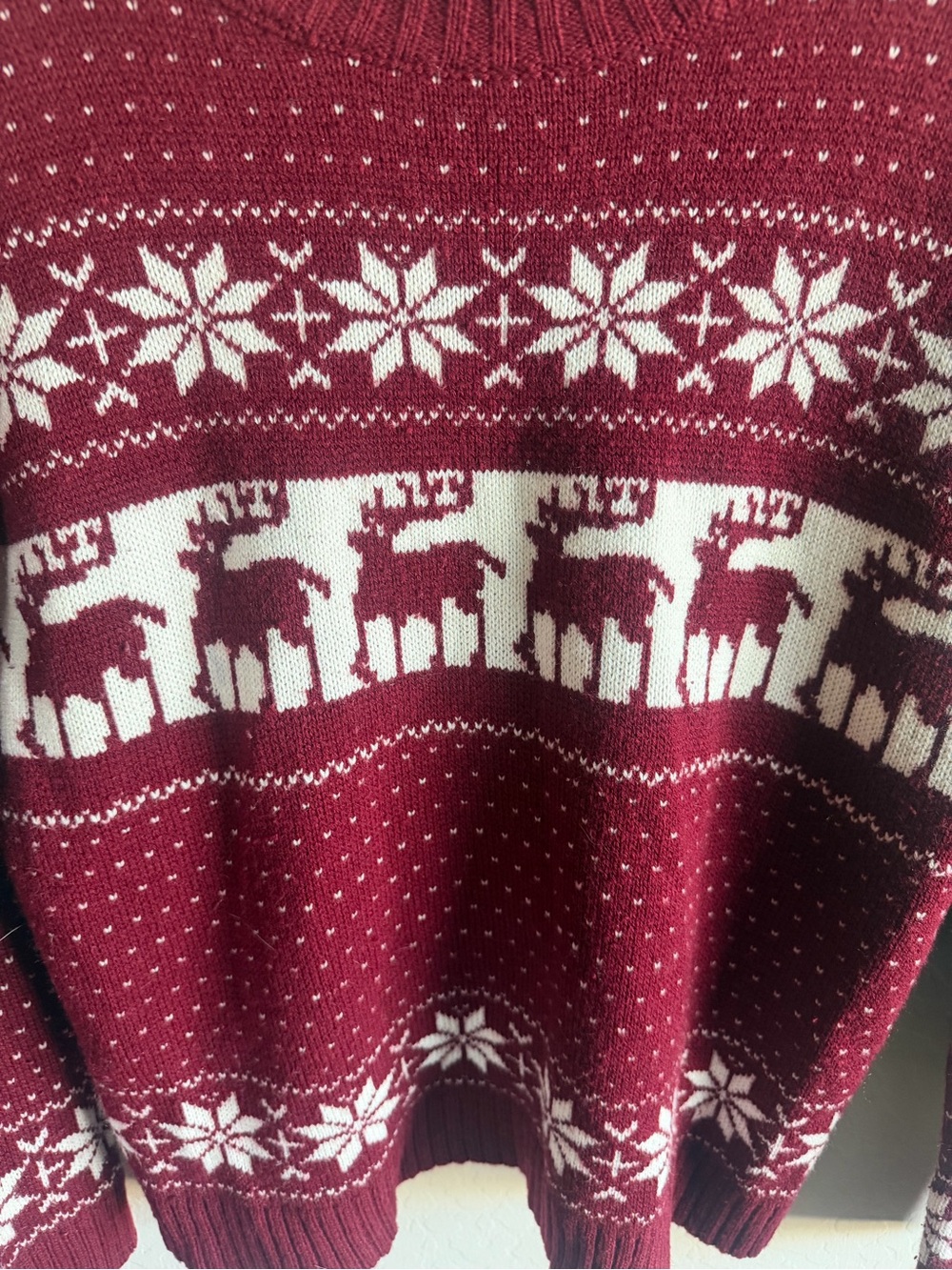 Burgundy Fair Isle Reindeer Sweater Women's Size M Holiday Party Grandpa - Picture 4 of 5